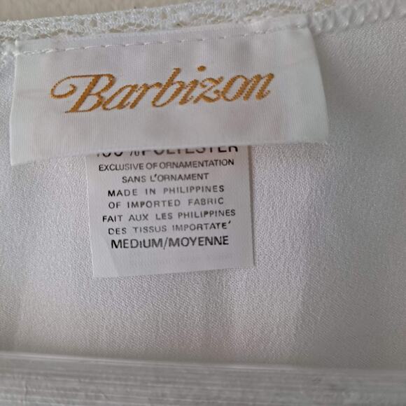 Barbizon White & Pink Florals Lace Trim Sweatheart Neckline Night Gown - Size M - Picture 6 of 7